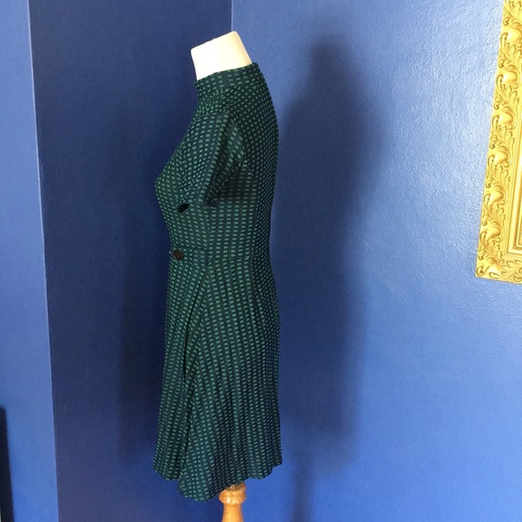 Modcloth mod retro 60s style dress green and blue windowpane print - Picture 4 of 17
